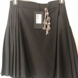 The Kooples black pleated skater skirt NWT
